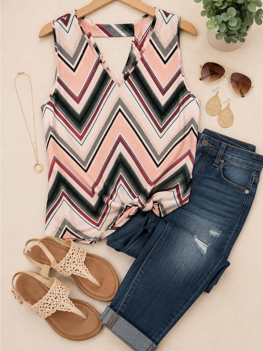Maurices Chevron Sleeveless V-Neck Blouse